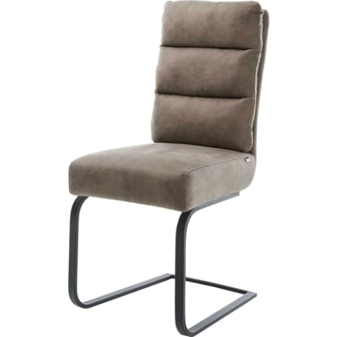 DELIFE Schwingstuhl Pela-Flex Freischwinger flach Schwarz Mikrofaser Taupe Vintage Taschenfederkern