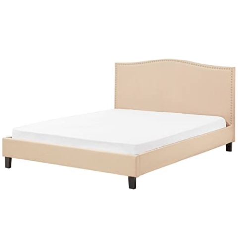 Beliani Polsterbett Leinenoptik beige Lattenrost 180 x 200 cm Montpellier