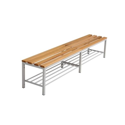 furni24 Bank Umkleidebank, Sitzbank für Umkleideräume mit Schuhrost BxHxT: 200x42x40 cm, Umkleidesitzbank, Umkleidebank, Garderobenbank, Sportbank, Bank mit Echtholz für Fitnessstudio