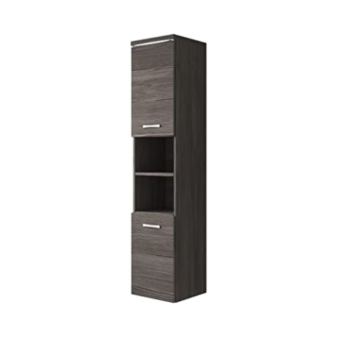Badezimmer Schrank Paso 160cm Grau Eiche – Regal Hochschrank Möbel Badschrank