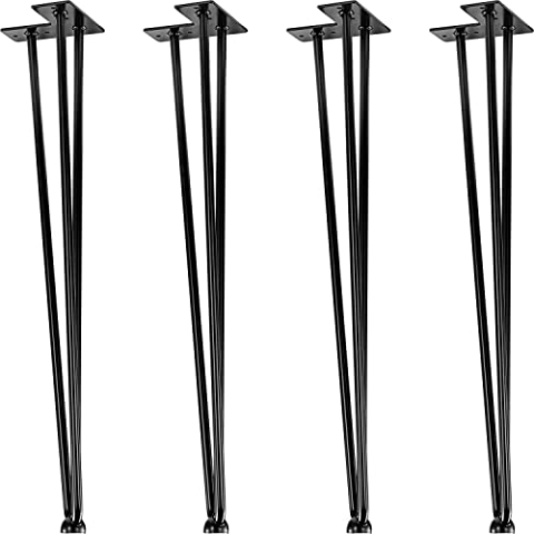 STILISTA® 4er Set Hairpin Legs Möbelfüße mit DREI Stangen 30 bis 70 cm, schwarz oder Silber