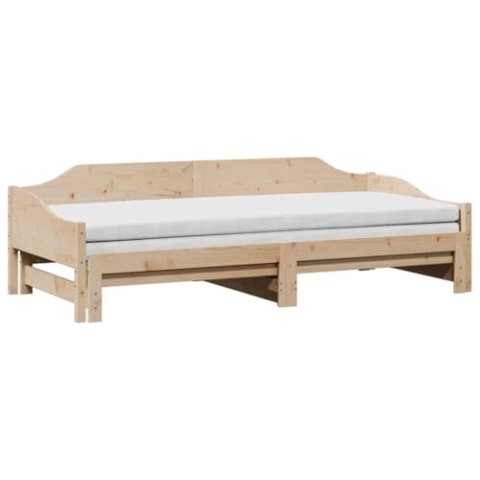 vidaXL Tagesbett, Gästebett Ausziehbar ohne Matratze, Schlafsofa Bettsofa für Wohnzimmer Schlafzimmer, Ausziehbett Bettgestell Sofabett, 90x190cm Massivholz