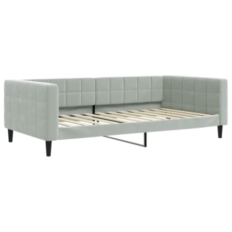 vidaXL Tagesbett, Gästebett 2-in-1, Sofabett Schlafsofa für Schlafzimmer Wohnzimmer, Bettsofa Sofa, Modernes Design, Hellgrau 100x200cm Samt
