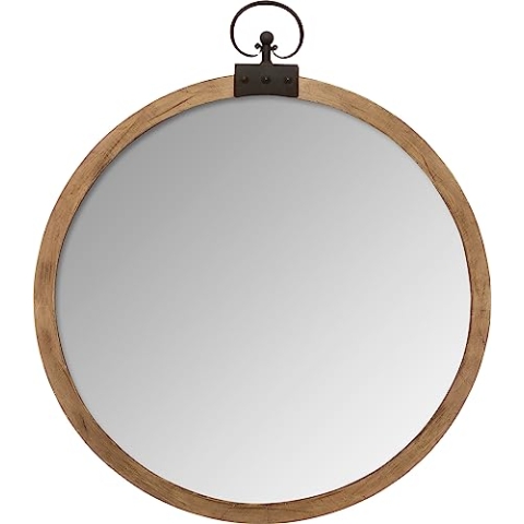 Atmosphera - Spiegel Gousset - Holz D 74 cm - Kastanienbraun