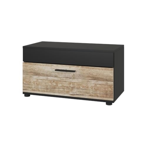 Vicco Wohnzimmerschrank Berno, Schwarz/Sandeiche, 70.8 x 38.9 cm mit Klapptür