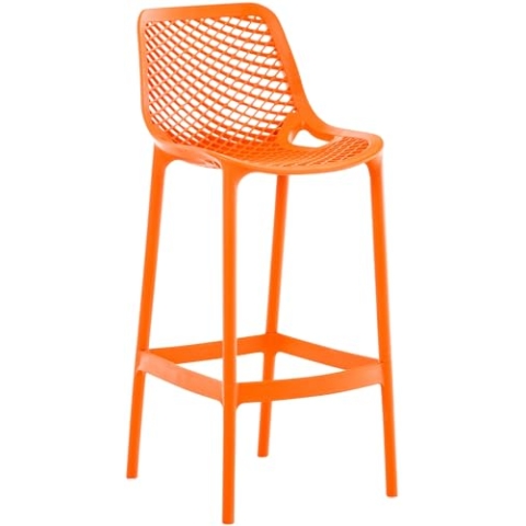 CLP Barhocker Air Aus Pflegeleichtem Kunststoff I Wetterbeständiger Tresenstuhl I Barstuhl Mit Fußstütze Und Einer Sitzhöhe Von 75 cm, Farbe:orange