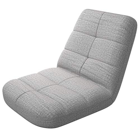 bonVIVO Easy Lounge Bodenstuhl mit Rückenlehne - Faltbarer Bodensessel, Gepolstert & Verstellbar - Mobiler Meditationsstuhl, Gaming Stuhl - Grau