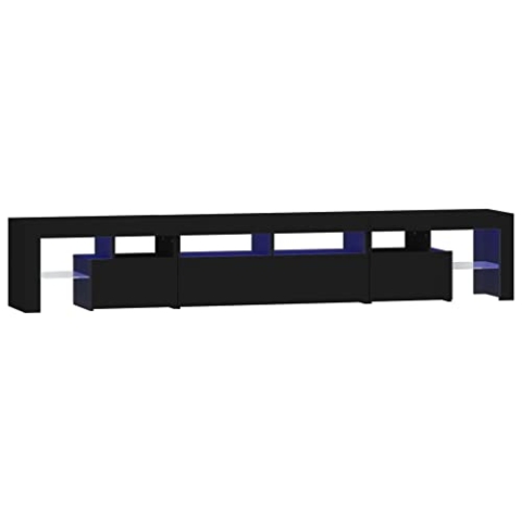 vidaXL TV Schrank mit LED-Leuchten Lowboard TV Möbel Tisch Board Sideboard Fernsehschrank Fernsehtisch HiFi-Schrank Schwarz 230x36,5x40cm