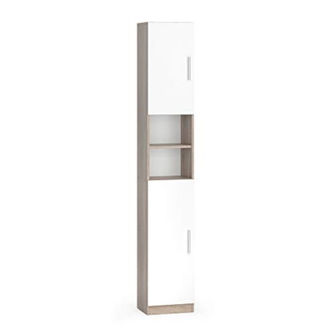 Vicco Badschrank Luis, Badezimmerhochschrank, Sonoma/Weiß, 32 x 190 cm