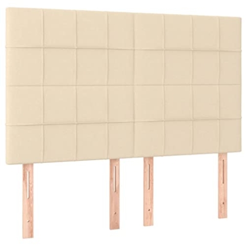 vidaXL Kopfteil 4 STK., Bettkopfteil mit Holzbeinen, Höhenverstellbar Polsterkopfteil für Bett, Betthaupt Bettzubehör Schlafzimmer, Creme 72x5x78/88cm Stoff