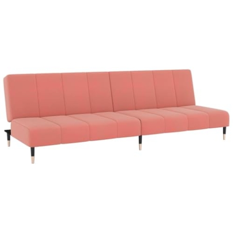 vidaXL Rosa Samt 2-Sitzer Schlafsofa, Tagesbett, Gästebett, Sofa mit Schlaffunktion, Schlafcouch, Sofabett, 2-in-1 Sofa, 200 x 84,5 x 69 cm (L x B x H)