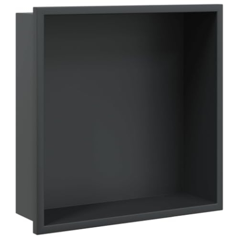 vidaXL Duschnische Mattschwarz 32x32x9 cm Edelstahl, Wandnische, Wandnische Dusche, Badnische, Wandnischen, Einbaunische Dusche, Badnischen
