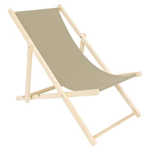 spec-wood Liege - Liegestuhl klappbar - Holzliegestuhl - RelaxLiege - Camping Stuhl - GartenLiege - wetterfest SonnenLiege - klappbar 119 cm x 58 cm Farbe Beige - Klappstuhl Holz