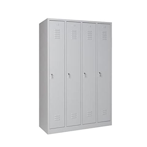 furni24 Garderobenschrank 120 cm x 50 cm x 180 cm grau 4-türig 30 cm Abteilbreite fertig montiert in verschiedenen Ausführungen verfügbar