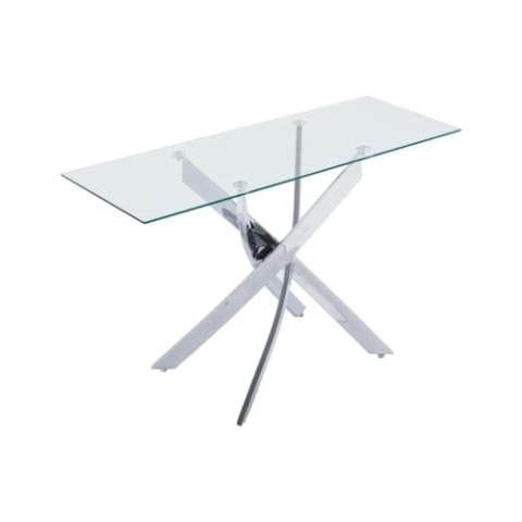 Vente-unique-Wandkonsole - Sicherheitsglas & Verchromtes Metall - Transparent - Cosima