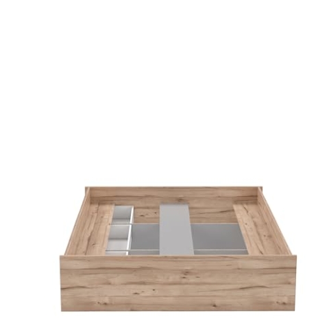 Forte VANKKA Bett mit 3 Schubladen, Holzwerkstoff, Stabeiche/weiß, B x H x T: 170,5 x 43 x 204,9 cm