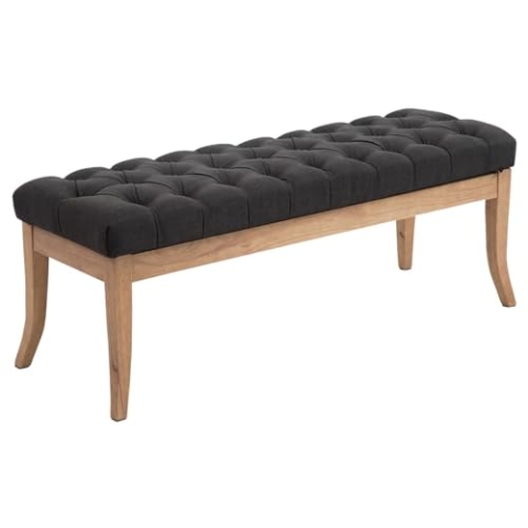 CLP Sitzbank Ramses mit hochwertiger Polsterung und Stoffbezug I Bank mit antik-Hellen Holzbeinen I Holzbank mit Einer Sitzhöhe von: 46 cm, Farbe:dunkelgrau, Größe:120 cm
