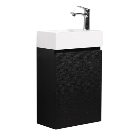 WC Badmöbel Angela 40x22 cm Schwarz Holz - Schrank Waschbecken Badezimmer Toilette