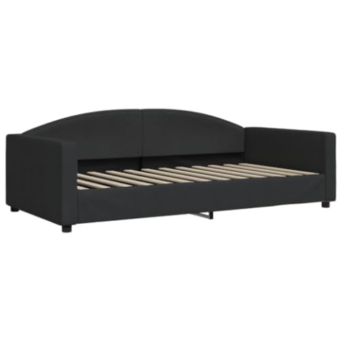 vidaXL Tagesbett, Gästebett 2-in-1, Sofabett Schlafsofa für Schlafzimmer Wohnzimmer, Bettsofa Sofa, Modernes Design, Schwarz 100x200cm Stoff