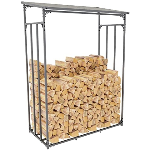 CLP Kaminholzunterstand Ruston I Kaminholzregal Anthrazit I Holzlager Aus Metall I Feuerholzregal Für Außen, Größe:L
