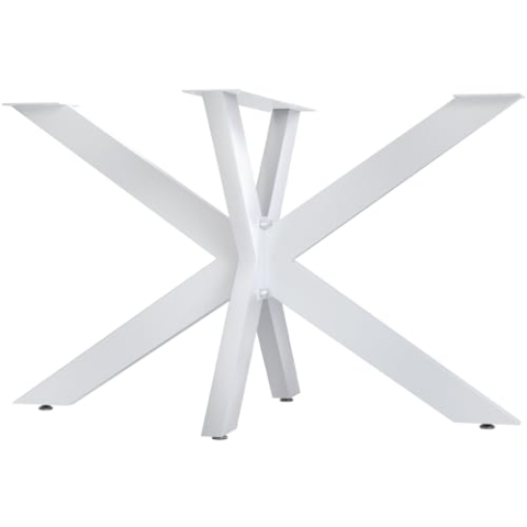 CLP Tischbeine Hardwick I Tischkufen für DIY-Tische mit Höhe 71 cm I Sternförmiges Tischgestell aus pulverbeschichtetem Stahl, Farbe:weiß, Größe:120x68x71 cm