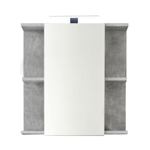 trendteam smart living - Spiegelschrank Spiegel - Badezimmer - Nano - Aufbaumaß (BxHxT) 60 x 62 x 20 cm - Farbe Beton Stone mit Weiß - 184650634