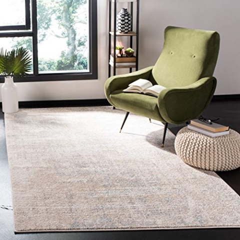 SAFAVIEH Zeitgenössische Teppich für Wohnzimmer, Esszimmer, Schlafzimmer - Adirondack Collection, Kurzer Flor, Beige und Schiefer, 155 X 229 cm