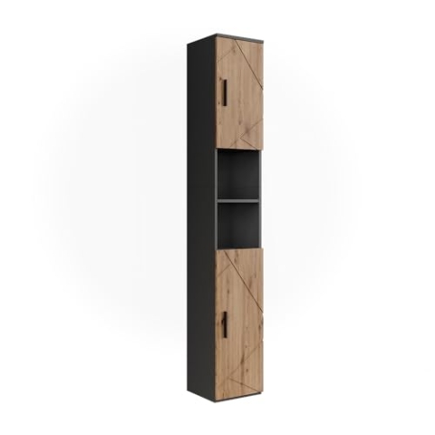 Vicco Hochschrank Irma, Anthrazit/Goldkraft Eiche, 30 x 190 cm mit 2 Türen
