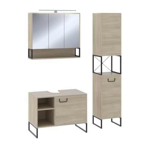 Vicco Badmöbel-Set Vionna, Eiche/Schwarz, 3 Teile