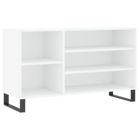 vidaXL Schuhregal, Schuhschrank mit Metallbeinen, Schuhaufbewahrung mit viel Stauraum, Flur Schrank Schuhablage Schuh Organizer, Weiß Holzwerkstoff