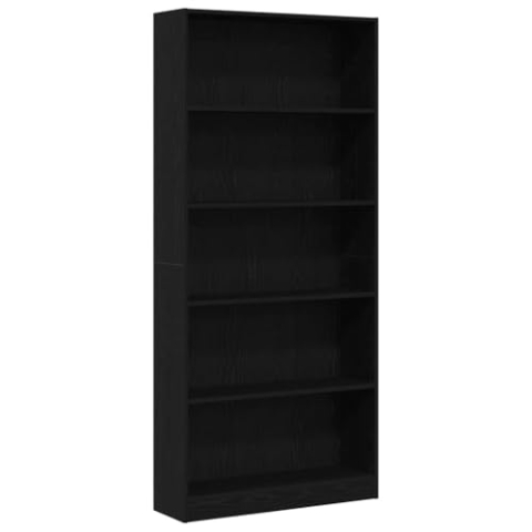vidaXL Bücherregal Schwarz Eichen-Optik 80x24x176 cm Holzwerkstoff, Bücherständer, Aktenregal, Regal, Büroregal, Highboard, Standregal, Bücherablage