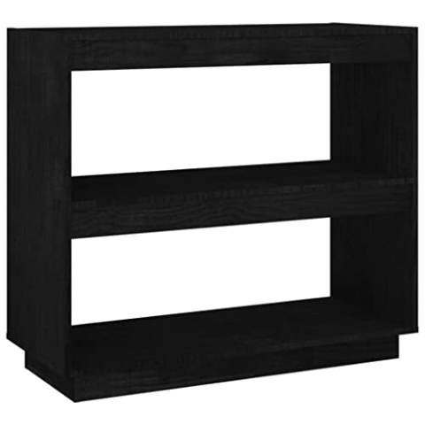 vidaXL Massivholz Kiefer Bücherregal Regal Raumteiler Standregal Aktenregal Wandregal Büroregal Raumtrenner Aufbewahrung Schwarz 80x35x71cm