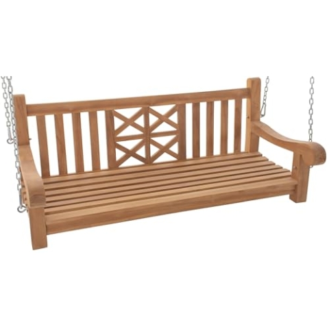 CLP Schaukelbank Farm I Gartenschaukel aus Teakholz I Holzschaukel wetterfest und massiv I mit Befestigungsmaterial, Farbe:Teak, Größe:150 cm