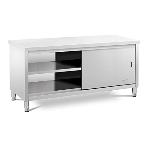 Royal Catering Arbeitsschrank Edelstahl 180 x 60 cm 500 kg Tragkraft Gastro Edelstahlschrank