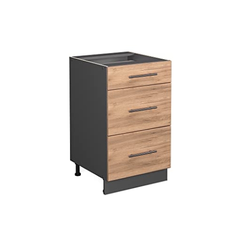 Vicco Küchenunterschrank Fame-Line, Goldkraft Eiche/Anthrazit, 50 cm ohne Arbeitsplatte