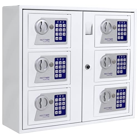 Rottner Keysystem 6 Schlüsselausgabe 6 Fächer mit Elektronikschloss Innenmontage Schlüsseltresor Notöffnung per Schlüssel Zentralöffnung mit Zylinderschloss inklusive Befestigungsmaterial
