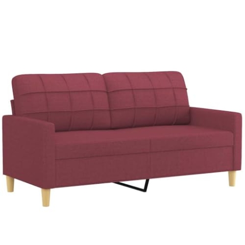 vidaXL Sofa 2 Sitzer, Couch für Wohnzimmer, Polstersofa mit Metallgestell, Loungesofa Zweisitzer Wohnzimmersofa Wohnzimmermöbel, Weinrot Stoff