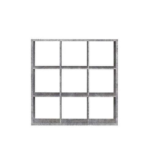 FORTE Mauro Regal 3x3 Fächer, Holzwerkstoff, Betonoptik Lichtgrau, (B*H*T): 107,2 x 107,3 x 32,9 cm