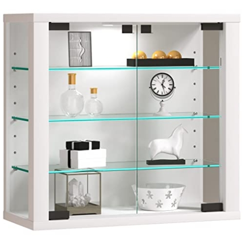 VCM Glasvitrine hängend | Vitrine Glas mit ESG-Sicherheitsglas | Maße: H. 40 x B. 43 x T. 18 cm | Hängevitrine Glas | Modern und platzsparend | Glas Vitrinenschrank - Vitrosa S