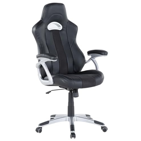 Beliani Schwarzer Bürostuhl aus Kunstleder Drehbar Gaming Adventure