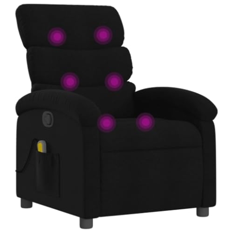 vidaXL Massagesessel, Sessel Verstellbare Rückenlehne, Fernsehsessel Relaxsessel mit Vibrationsfunktion, Liegesessel Polstersessel Ruhesessel, Schwarz Stoff