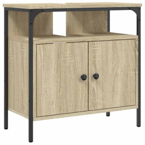 vidaXL Waschbeckenunterschrank, Waschbeckenschrank mit viel Stauraum, Unterschrank für Waschbecken Waschtisch, Badschrank Badezimmerschrank Badmöbel, Sonoma-Eiche Holzwerkstoff