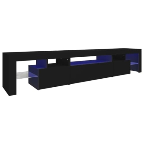 vidaXL TV Schrank mit LED-Leuchten Lowboard TV Möbel Tisch Board Sideboard Fernsehschrank Fernsehtisch HiFi-Schrank Schwarz 215x36,5x40cm