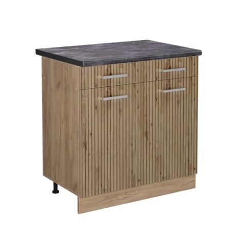 Vicco Küchenunterschrank R-Line, Artisan-Eiche/Goldkraft Eiche, 80 cm, AP Anthrazit