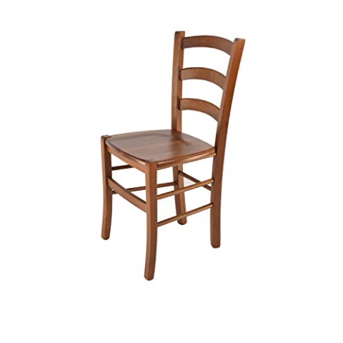 t m c s Tommychairs - Stuhl Venice für Küche und Esszimmer, robuste Struktur aus lackiertem Buchenholz im Farbton helles Nussbraun und Sitzfläche aus Holz