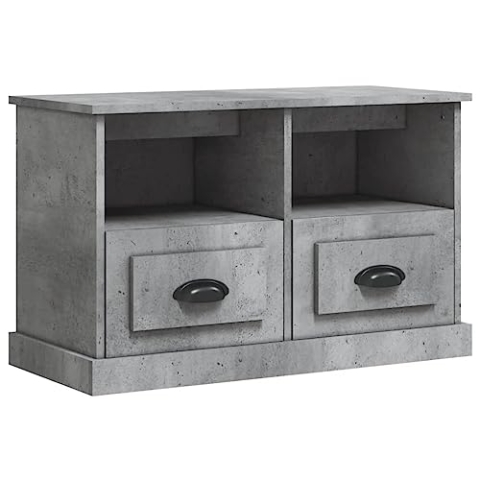 vidaXL TV Schrank, Fernsehtisch mit 2 Fächern 2 Schubladen, Fernsehschrank Lowboard für Wohnzimmer Schlafzimmer, TV Board Sideboard, Betongrau Holzwerkstoff