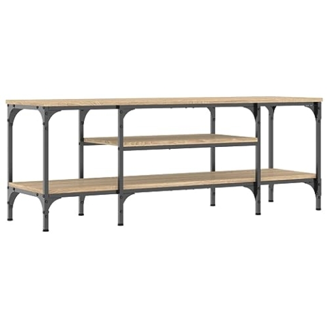 vidaXL TV Schrank, Fernsehschrank mit viel Stauraum, Lowboard für Fernseher Wohnzimmer, Fernsehtisch Sideboard TV Ständer TV Gerät, Sonoma Eiche Holzwerkstoff Eisen