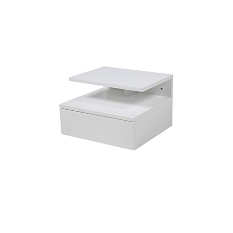 AC Design Furniture Fia Nachttisch mit 1 Schublade in Weiß, 1 Stück, Wandschrank im Minimalistischen Stil mit Hochglanz-Finish, Kleiner Nachtschrank zur Wandmontage, B: 35 x H: 22,5 x T: 32 cm