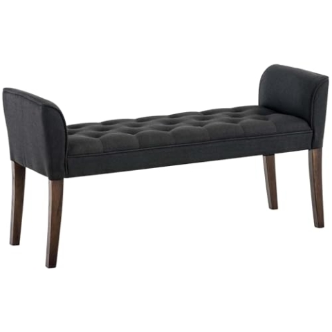 CLP Chaiselongue Cleopatra I Stoff-Bezug I Polsterbank, Farbe:dunkelgrau, Gestell Farbe:antik-dunkel