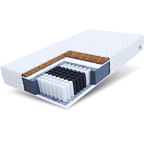 FDM Family Taschenfederkernmatratze 90 x 200 cm Matratze 7-Zonen Kokos 18 cm Höhe Härtegrad H4/H3 (Hart/Mittelhart) Bezug Zweiseitig Abnehmbar Waschbar